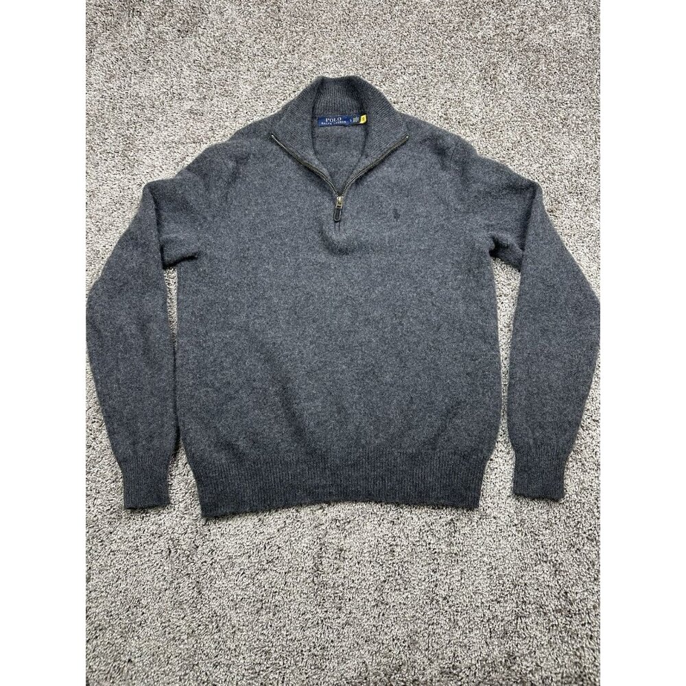 Polo‎ Ralph Lauren Half-Zip Sweater Men's L Gray Wool Pullover Classic Fit